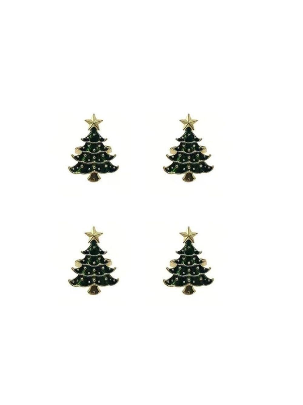 4PC Set Christmas Tree Metal Napkin Rings - Picture 3 of 3